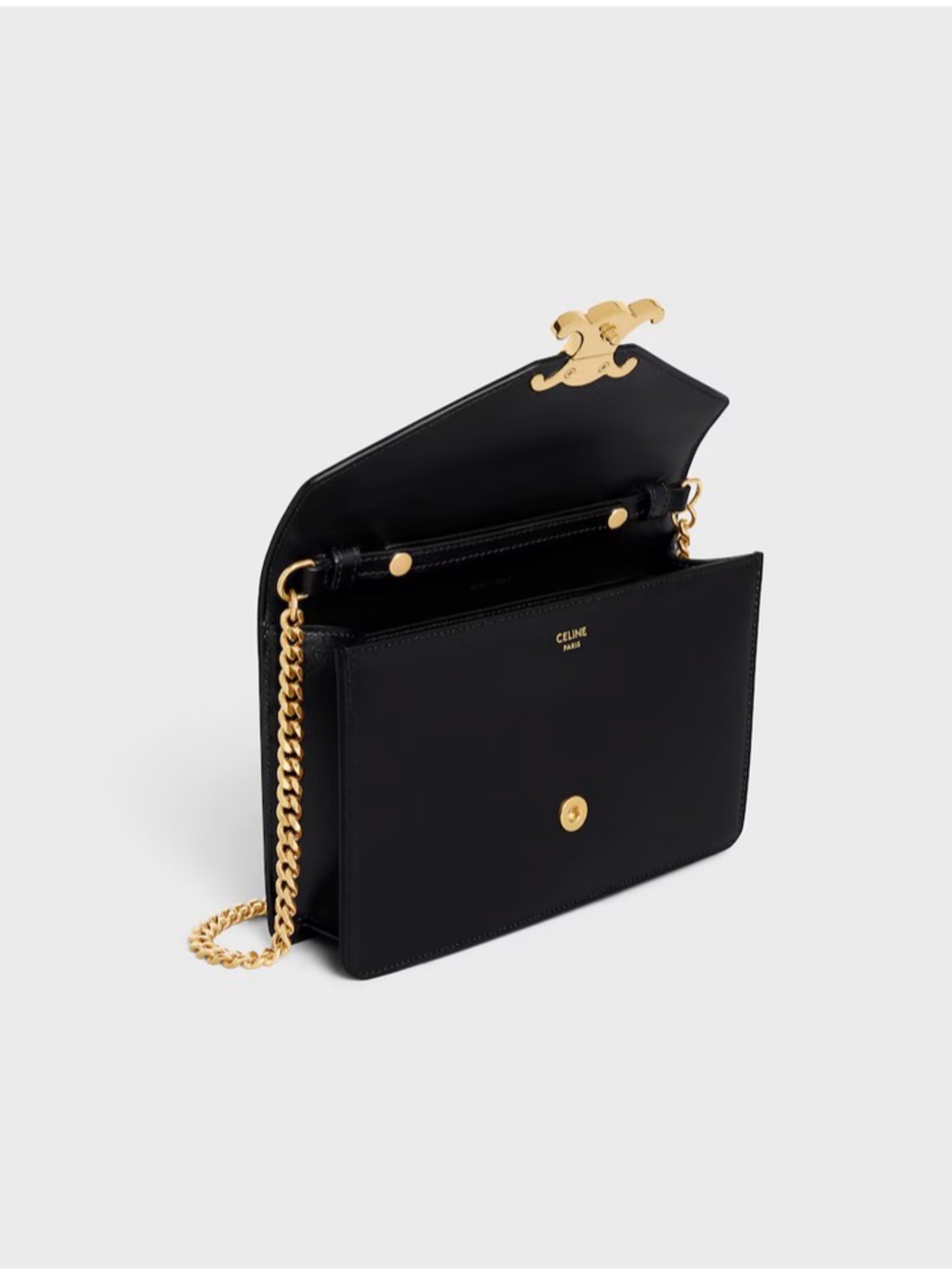 Celine Margo Chain wallet Black Leather Triomphe Crossbody with Gold Hardware - Picture 7 of 9